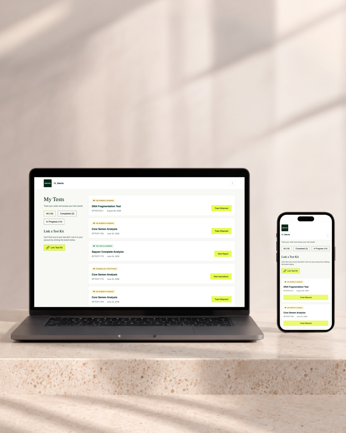 MySapyen dashboard on laptop and mobile